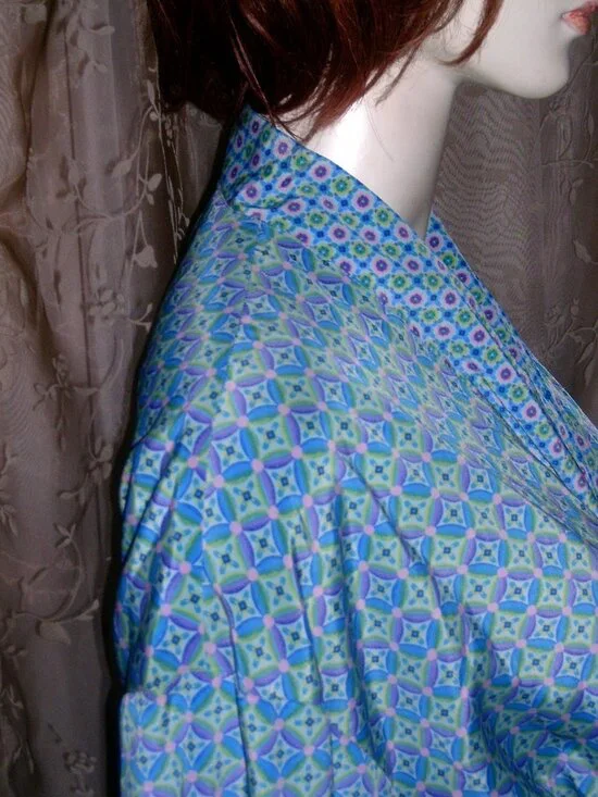 Vintage Reversible Blue Belted Robe M - Picture 12 of 17